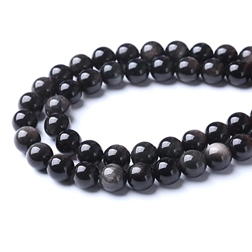 32pcs 12mm AAA Natural Obsidian Stone Beads Gemstone Round Loose Beads for Jewelry Making DIY Bracelet (16 Count)