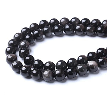 60pcs 6mm AAA Natural Obsidian Stone Beads Gemstone Round Loose Beads for Jewelry Making DIY Bracelet (16 Count)