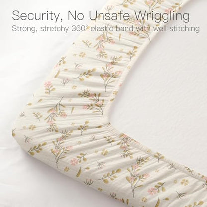 Organic Pack and Play Sheets Fitted 38”x26” 100% Muslin Cotton (2 Count)