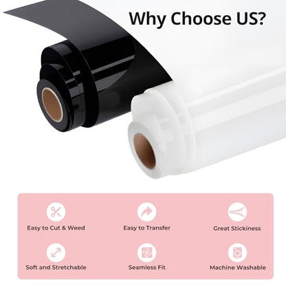 White and Black HTV Vinyl Roll (2 Count)