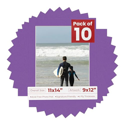 Pack of TEN 11x14 Mats Bevel Cut for 9x12 Photos (10 Count)