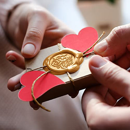 500 Pcs Octagon Sealing Wax Beads Gold Wax Seal Beads with 4 Pcs Tea Candles and 1 Pcs Wax Melting Spoon for Crafts Letter Wine Greeting Cards Sealing (7.7603 Ounce)