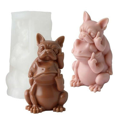 Couple Dog and Frog Animal Cylinder Candle & Resin Mold