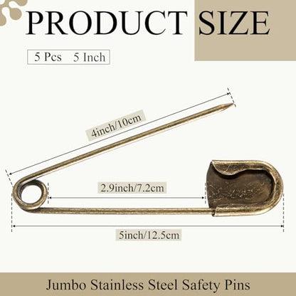 5 Pcs 5 Inch Large Safety Pins (5 Count)