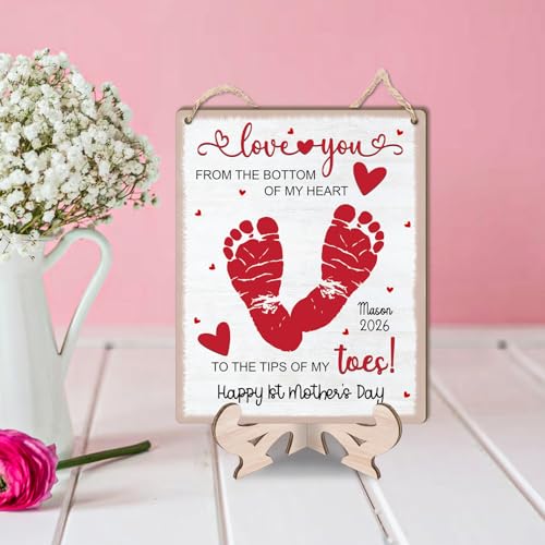 DIY Baby Footprint Wooden Sign Plaque