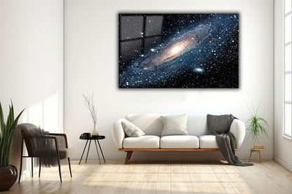 Andromeda Space Galaxy Glass Wall Art Painting for Living Room