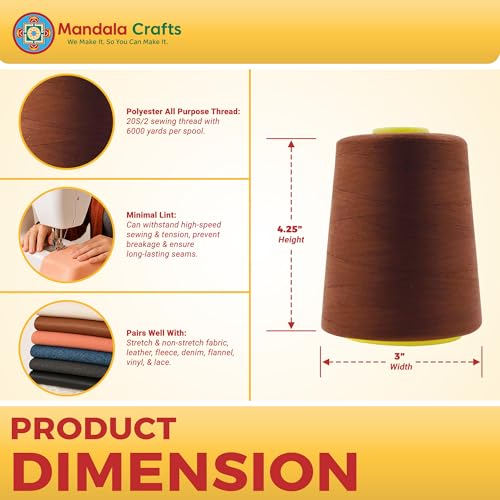 20S 2 Brown Polyester 4 Pack of Serger Threads Cones (4 Count)