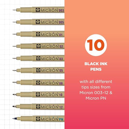 Pigma Micron Black Ink Multi (10 Count)