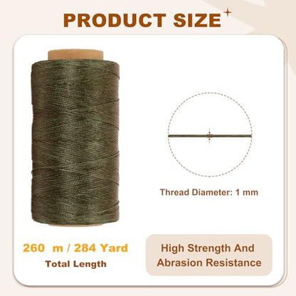 284 Yard Flat Waxed Thread 150D 1mm Leather Sewing Cord for Repairing Shoes Bags Wallets Jewelry Making DIY Leather Craft