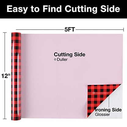 Red Black Buffalo Plaid HTV Vinyl 12 inch x 5 ft