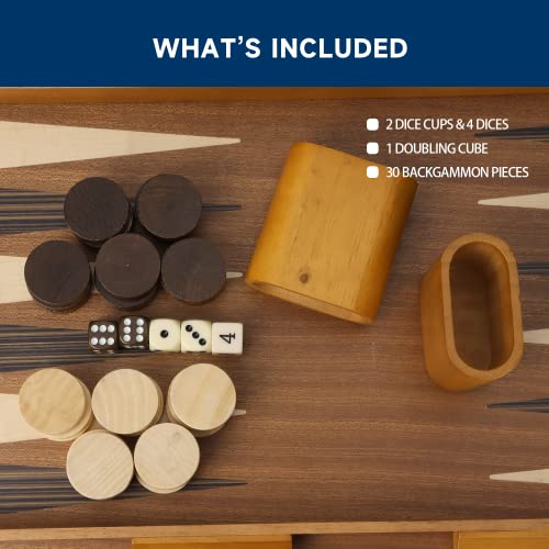 GSE Premium Wooden Inlay Backgammon Board Set