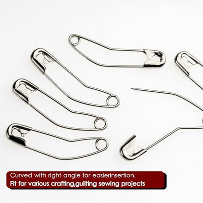 100 Pcs Curved Safety Pins for Quilting Basting Pins 38mm (100 Count)