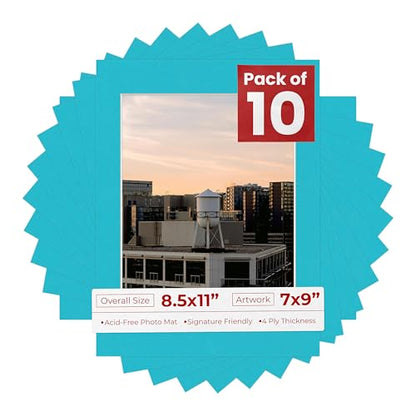 Pack of Ten 8.5x11 Mats Bevel Cut for 7x9 Photos (10 Count)
