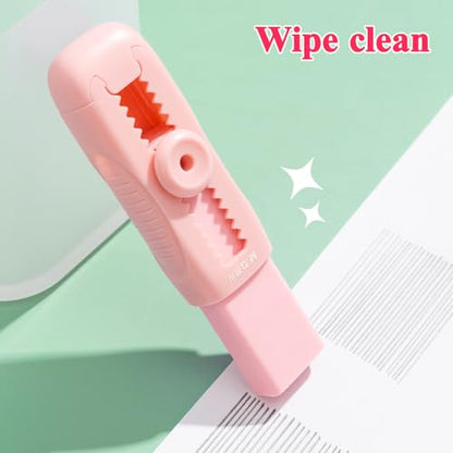 4+1 Pack Rubber Pink Erasers Sliding Retractable Eraser (5 Count)