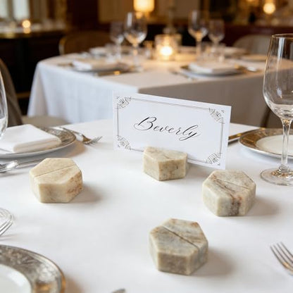 Marble Hexagon Place Card Holders (4 Count)
