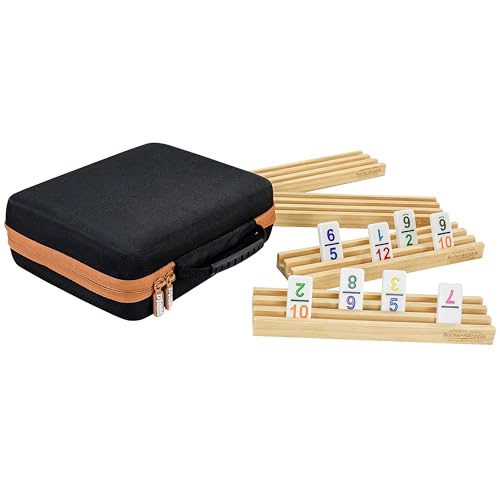 Bucher & Rossini Mexican Train Dominoes Set with Numbers with 4 Racks (91 Count)