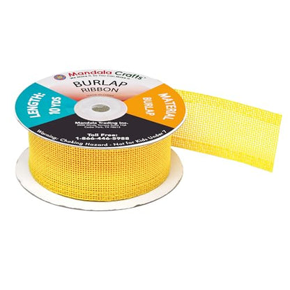 1 1 2 Inch Wide Yellow Burlap Ribbon for Crafts (60 Feet)