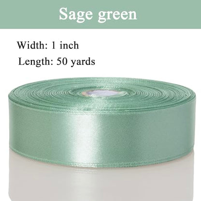 1 Inch Sage Green Solid Satin Ribbon for Gift Wrapping