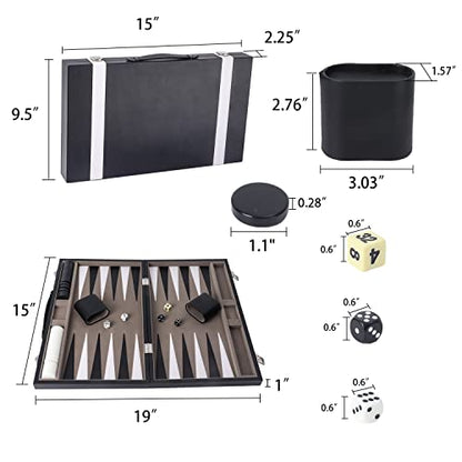 GSE Premium Leather Backgammon Board Game Set