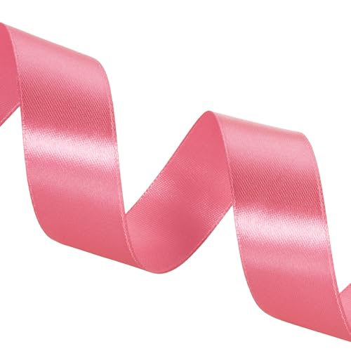 1 Inch Brink Pink Solid Satin Ribbon for Gift Wrapping