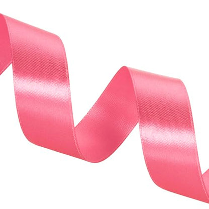 1 Inch Brink Pink Solid Satin Ribbon for Gift Wrapping