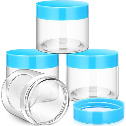 12 Pack 6 oz Plastic Container Jars with Lids Round Clear Travel Cosmetic Container Slime Jars for Toiletries (12 Count)