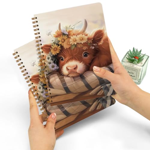 2 PCs Highland Cow Gifts for Women Journaling Notebooks (2 Count)
