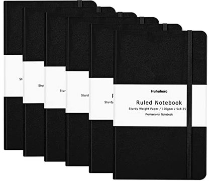 6 Pack Lined Black Notebook Journals
