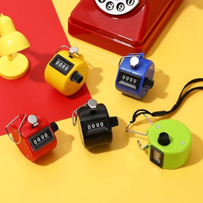 Yellow Handheld Tally Counter Clicker 4 Digital for School Event