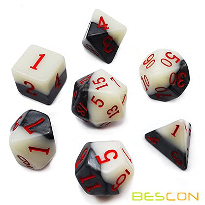 Bescon Two Tone Glowing Polyhedral Dice 7pcs Set Green Dawn