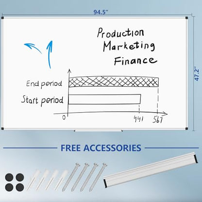 XBoard Magnetic Dry Erase Board 4' x 8' Wall Mounted