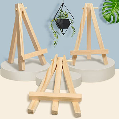 40 Pack 5 Inch Mini Wood Easel Stand Mini Wood Display Easel Wooden Tripod Holder Stand for Painting Portable Canvas Photo Picture Sign Displaying Small Business Cards Artist Phone Wedding (40 Count)