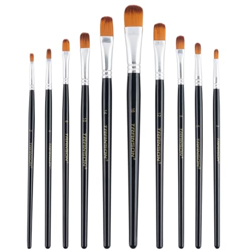 Synthetic Filbert Paint Brush Set 10pcs for Acrylic Watercolor Gouache Art Painting and Body Craft Painting (10 Count)