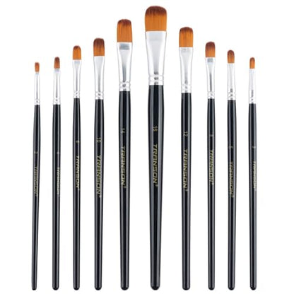 Synthetic Filbert Paint Brush Set 10pcs for Acrylic Watercolor Gouache Art Painting and Body Craft Painting (10 Count)