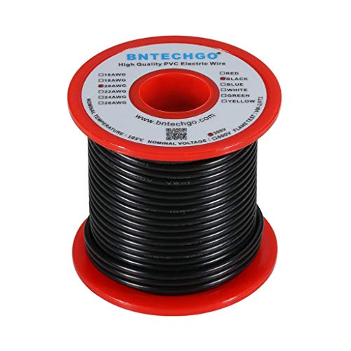 20 Gauge PVC Solid Electric Wire Black 100 ft Hookup Wire