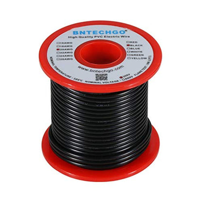20 Gauge PVC Solid Electric Wire Black 100 ft Hookup Wire