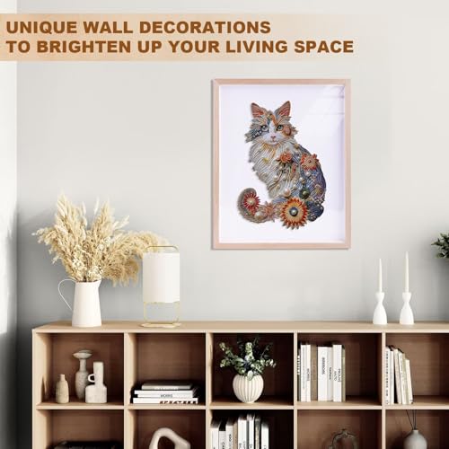Pearl Flower Cat Puzzles Adults Gifts for Women Men Wooden 65 Pieces 8.5 x 5.8in