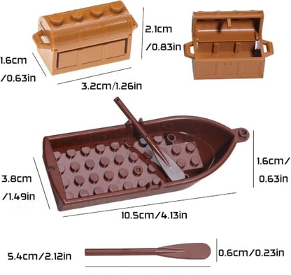 220 Pcs Pirate Treasure Money Parts Building Blocks Expedition Wooden Boats