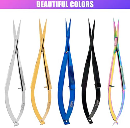 Cross Edge Spring Scissors 5 Inch straight Stainless