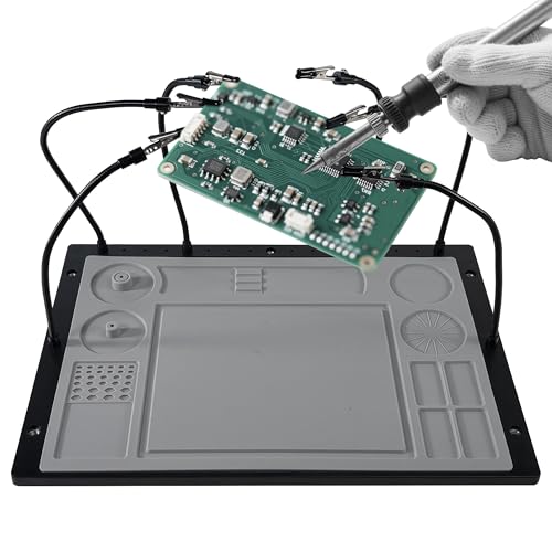 2-in-1 Helping Hands Soldering Station Kit with Silicone Soldering Mat