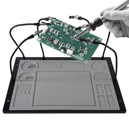 2-in-1 Helping Hands Soldering Station Kit with Silicone Soldering Mat