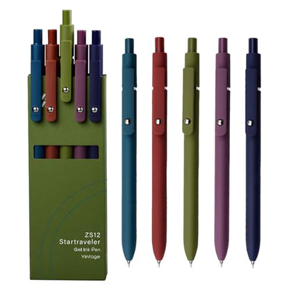Gel Pens 5 Pcs 0.5mm Fine Point Smooth Writing Pens Cute Pens