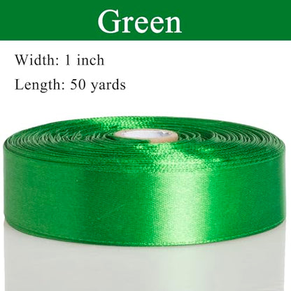 1 Inch Green Solid Satin Ribbon for Gift Wrapping