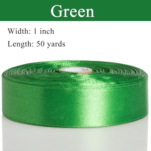 1 Inch Green Solid Satin Ribbon for Gift Wrapping