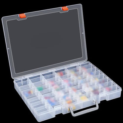 2 Pcs 48 Grids Plastic Bead Organizer Box with Divider (2 Count)