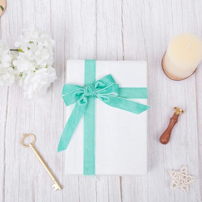 Vintage Turquoise Blue Velvet Ribbon (75 Foot)