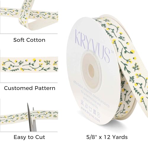 Light Yellow Flower Cotton Ribbon 5 (36 Foot)