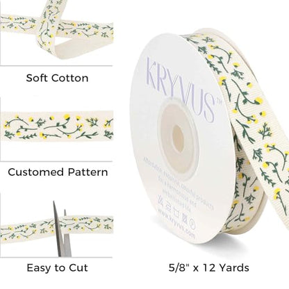 Light Yellow Flower Cotton Ribbon 5 (36 Foot)
