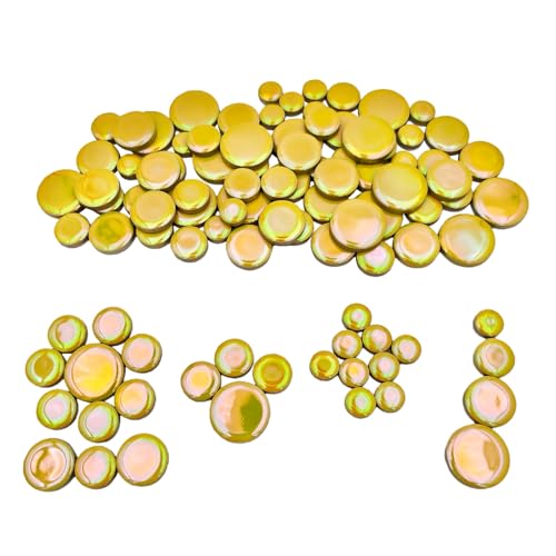200g Iridescent Round Mosaic Tiles for Crafts Bulk (90 Count)