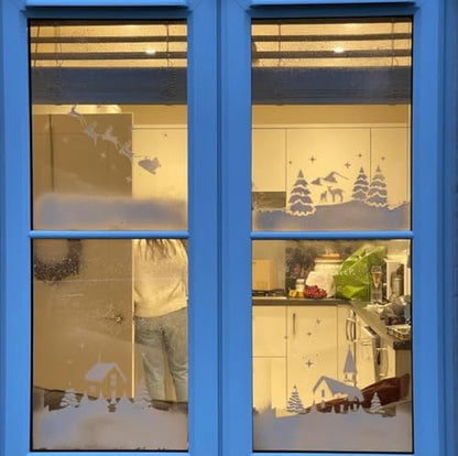 Christmas Window Stencils for Glass 58.5" Window Snow Spray Stencils (6 Count)
